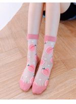 جوراب ساق دار شیشه ای طرح میوه - کد : 20873 - تصویر 5